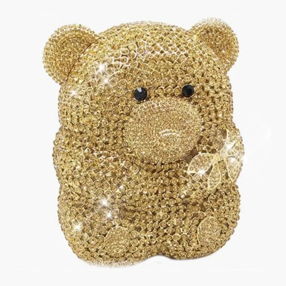 NEW Sparkling Bling Crystal Rhinestone Panda Bear Bag Clutch Purse +Gift - Picture 14 of 16